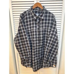 Carhartt Force Relaxed Fit Plaid Button Down Shirt Grey Black Womens 2XL L/S